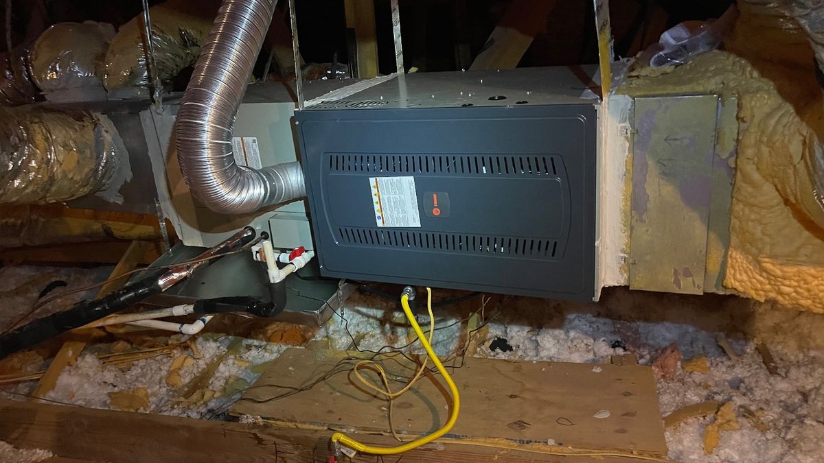 Argyle HVAC — new horizontal gas furnace installed in attic